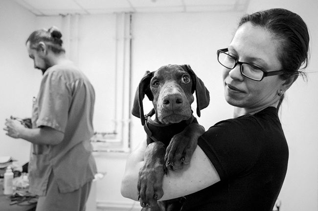 Tanya and Mickey at the animal hospital